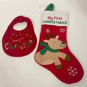 Baby’s First Christmas Bib and NWT Stocking
